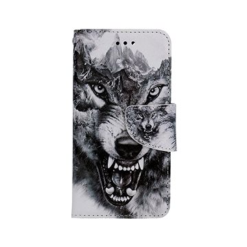 TopQ Pouzdro iPhone SE 2022 knížkové Černobílý vlk 74943 (Sun-74943)