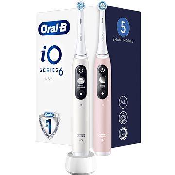 Oral-B iO Series 6 Duo White & Pink Sand magnetické zubní kartáčky (4210201381877)