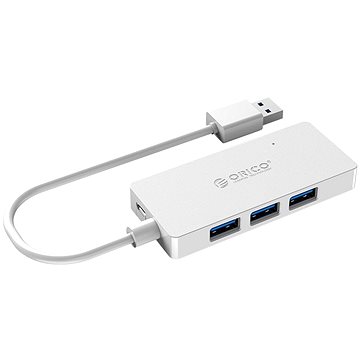 Orico USB-A Hub 4xUSB 3.0 + microUSB input White (HS4U-U3-WH-BP)