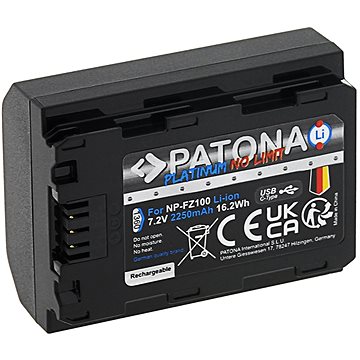 PATONA baterie pro Sony NP-FZ100 2250mAh Li-Ion Platinum USB-C nabíjení (PT1360)