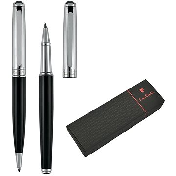 PIERRE CARDIN DIDIER sada kuličkové pero + roller, černo-stříbrná (B0400500IP3)