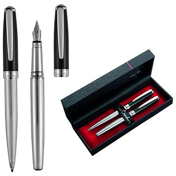 PIERRE CARDIN CHRISTOPHE sada kuličkové + plnicí pero, černo-stříbrná (B0400400IP3)