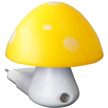 LED dětská lampička do zásuvky Muchomůrka žlutá 0,4W/230V/6400K, soumrakový senzor (846LED4SY)