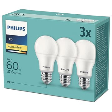 Philips LED 9-60W, E27 2700K, 3ks (929001913194)