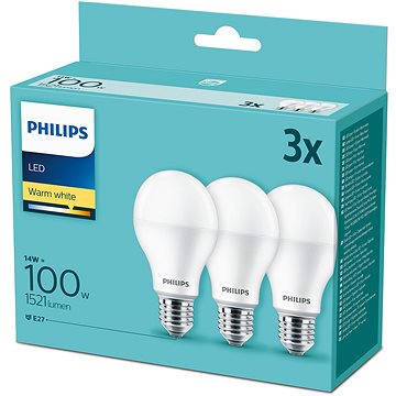 Philips LED 14-100W, E27 2700K, 3ks (929001252995)