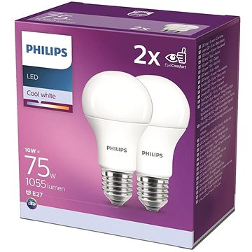 Philips LED 10-75W, E27 4000K, 2ks (929001234822)