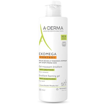 A-DERMA Exomega Control Zvláčňující pěnivý gel pro suchou kůži se sklonem k atopii 500 ml (3282770143744)