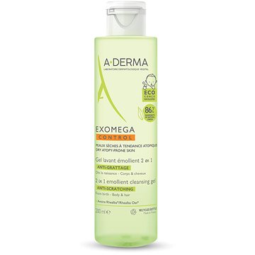 A-DERMA Exomega Control Zvláčňující mycí gel pro suchou kůži se sklonem k atopii 2v1 200 ml (3282770144116)