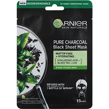 GARNIER Pure Charcoal Purifying & Hydrating Mattifying Black Tissue Mask 28 g (3600542097239)