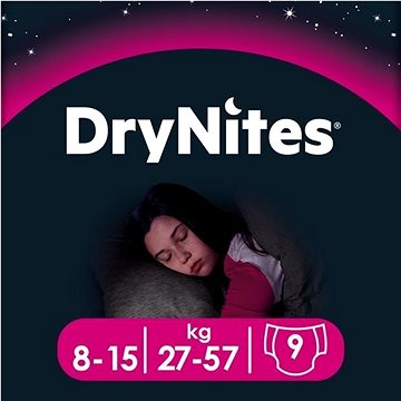 HUGGIES Dry Nites Large 8–15 years Girls (9 ks) (5029053527604)