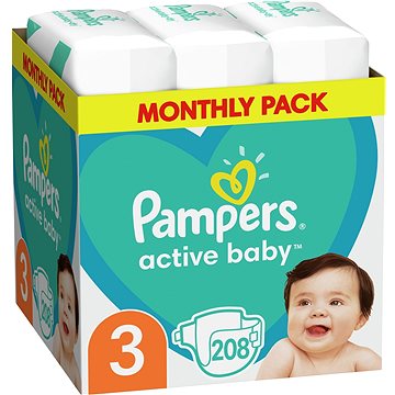 PAMPERS Active Baby vel. 3 Midi (208 ks) – měsíční balení (8001090910745)