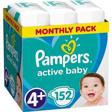 PAMPERS Active Baby vel. 4+ Maxi (152 ks) – měsíční balení (8001090910905)