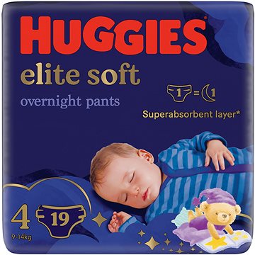 HUGGIES Elite Soft Pants přes noc Pants vel. 4 (19 ks) (5029053548166)