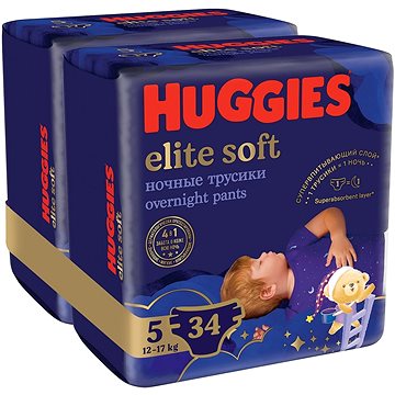 HUGGIES Elite Soft Pants přes noc Pants vel. 5 (2× 17 ks)