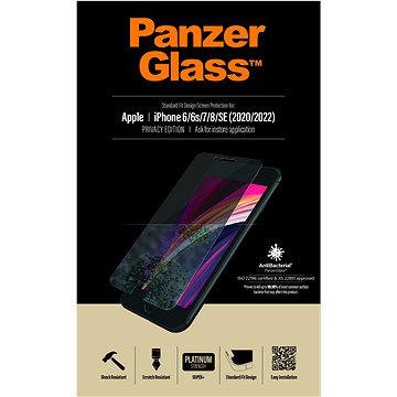 PanzerGlass Standard Privacy pro Apple iPhone 6/6s/7/8/SE (2020)/SE (2022) čiré (P2684)