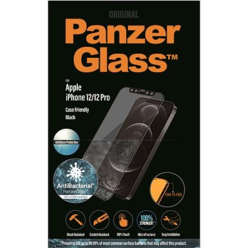 PanzerGlass Edge-to-Edge Antibacterial pro Apple iPhone 12/12 Pro černé s Anti-Glare vrstvou (2720)