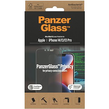 PanzerGlass Privacy Apple iPhone 13/13 Pro/14 s instalačním rámečkem (P2783)