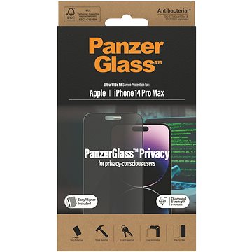 PanzerGlass Privacy Apple iPhone 14 Pro Max s instalačním rámečkem (P2786)