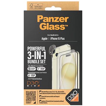 PanzerGlass Bundle 3v1 Apple iPhone 15 Plus (PG sklo + HardCase D30 + Camera Protector)