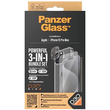PanzerGlass Bundle 3v1 Apple iPhone 15 Pro Max (PG sklo + HardCase D30 + Camera Protector)