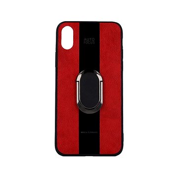 TopQ iPhone XS silikon Auto Focus červený s prstenem 49498 (Sun-49498)