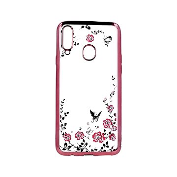 TopQ Samsung A20s silikon růžový s růžovými květy 55379 (Sun-55379)