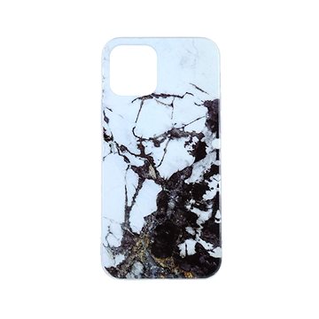 TopQ iPhone 12 Pro silikon Marble Glitter bílo-černý 57327 (Sun-57327)