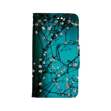 TopQ iPhone 13 mini knížkové Modré s květy 66414 (Sun-66414)