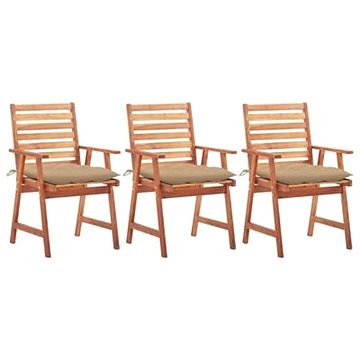 Zahradní jídelní židle s poduškami 3 ks masivní akáciové dřevo 3064365 (4980,58)