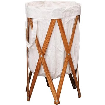 Skládací koš na prádlo krémový dřevo a textil 284227 (1538,43)