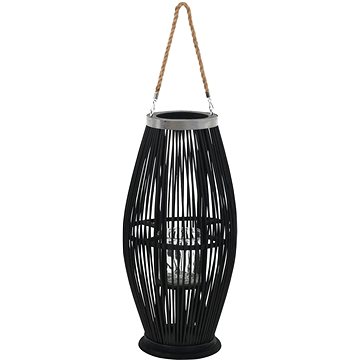 Závěsná lucerna na svíčku bambus 60 cm černá (246813)