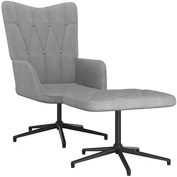Relaxační křeslo se stoličkou světle šedé textil, 327578 (327578)