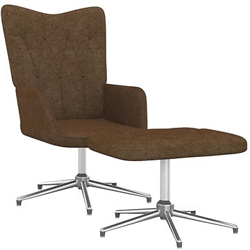 Relaxační křeslo se stoličkou hnědé textil, 327603 (327603)
