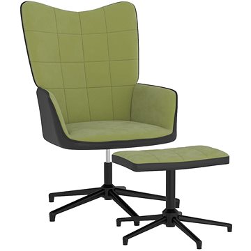 Relaxační křeslo se stoličkou světle zelené samet a PVC, 327845 (327845)
