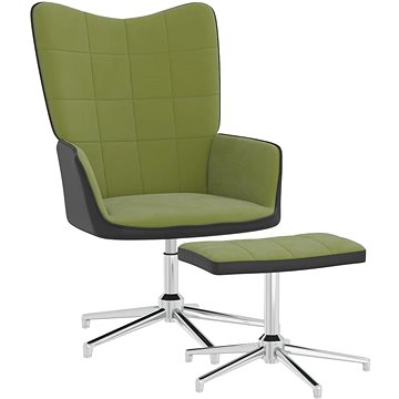 Relaxační křeslo se stoličkou světle zelené samet a PVC, 327867 (327867)