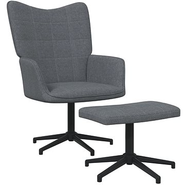Relaxační křeslo se stoličkou tmavě šedé textil, 327975 (327975)