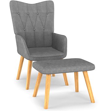 Relaxační židle se stoličkou tmavě šedá textil, 327535 (327535)
