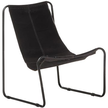 Relaxační židle černá pravá kůže , 323725 (323725)