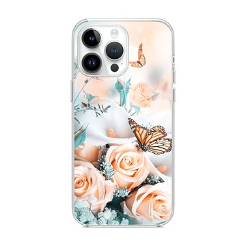 TopQ Kryt iPhone 14 Pro Růže s motýlem 82473 (82473)