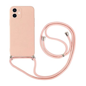 TopQ Kryt iPhone 12 růžový se šňůrkou 91469 (91469)