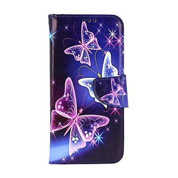TopQ Pouzdro Samsung A54 5G knížkové Modré s motýlky 94312 (94312)