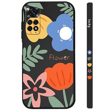 TopQ Kryt Xiaomi Redmi Note 11 Malované květy černý 94547 (94547)