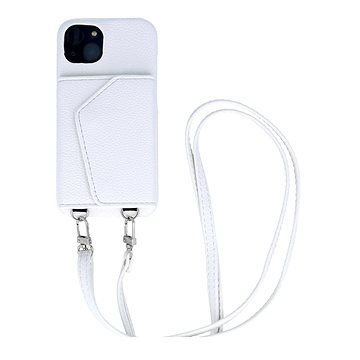 TopQ Kryt Wallet Leather iPhone 14 bílý se šňůrkou 94618 (94618)