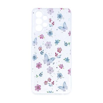 TopQ Kryt Glitter Samsung A13 Květy s motýlky 94657 (94657)