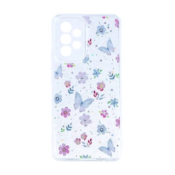 TopQ Kryt Glitter Samsung A53 5G Květy s motýlky 94650 (94650)