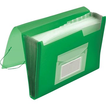Q-CONNECT A4 s přihrádkami a gumičkou, transparentně zelená (KF02480)