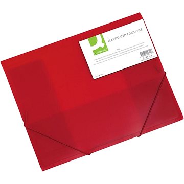 Q-CONNECT A4 s klopami a gumičkou, transparentně červené (KF02311)