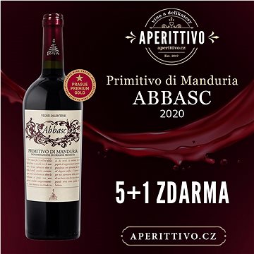 Primitivo di Manduria ABBA SC 2020 z italské Puglie, oceněné Prague Premium Gold - 1 láhev zdarma.