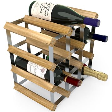 RTA stojan na 12 lahví vína, světlý dub - pozinkovaná ocel / rozložený (WINE7040)