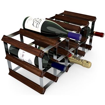 RTA Stojan na víno na 15 lahví, tmavá borovice - pozinkovaná ocel / rozložený (WINE0124)
